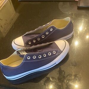 Converse Dark Blue All Star Laceless Shoes with White Trim